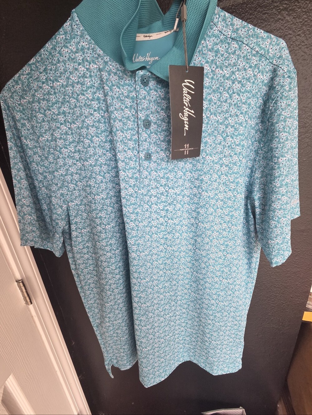 Walter Hagen Men's Teal Floral Polo Shirt